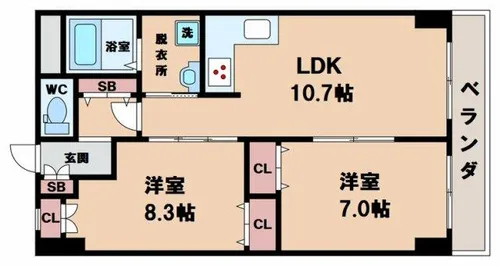 ハイツ天王寺1号館【5階】の間取り