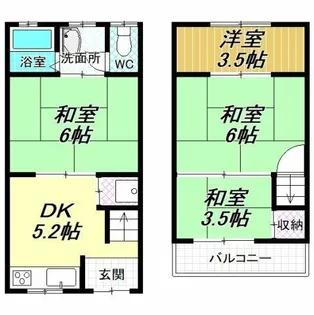 大阪府松原市天美南2丁目【テラスハウス】の間取り