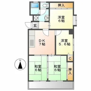 ハイツ東桜【6C号室】の間取り