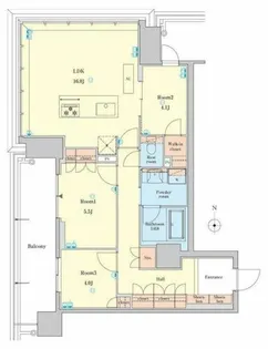 RJR堺筋本町タワー【13階】の間取り