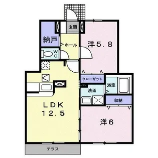 コーポ勢多Ⅱ番館【1階】の間取り