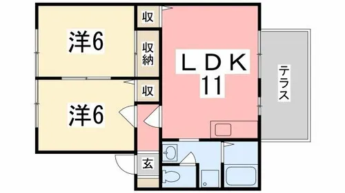 サンハイム下手野B棟【107号室】の間取り