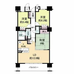 エル・セレーノ上本町レジデンス【7階】の間取り