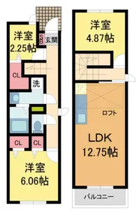 兵庫県西宮市小松町2丁目【テラスハウス】の間取り