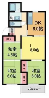 宝塚逆瀬台住宅1号棟【311号室】の間取り