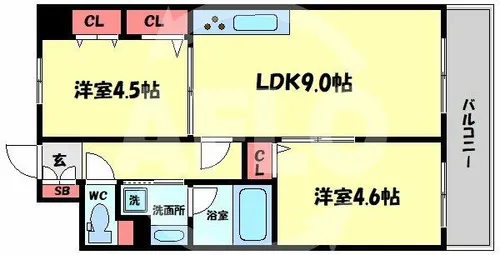 FORTUNA北梅田【3階】の間取り