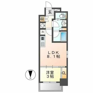 リヴシティ泉【8階】の間取り