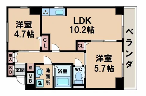 ディアコート東田辺【1階】の間取り