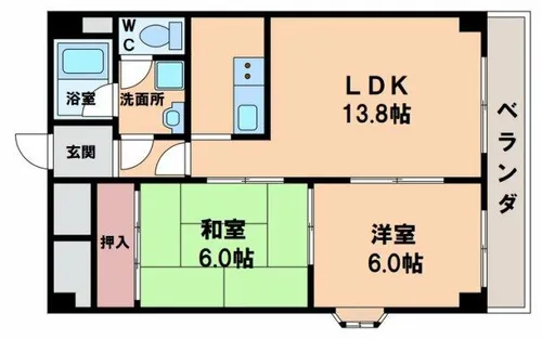 ライラック上本町【6階】の間取り