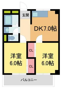 鳴尾ハイツ【3階】の間取り