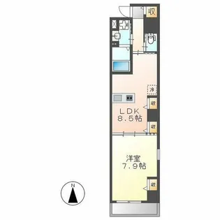 MEIEKI ST【101号室】の間取り