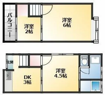 大阪府松原市河合1丁目【テラスハウス】の間取り