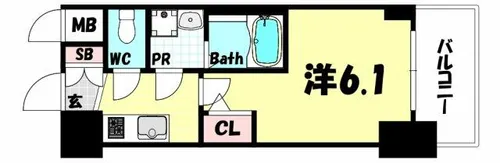 エスリード神戸兵庫駅ミッドポート【11階】の間取り