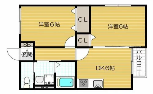 2DKの間取り画像
