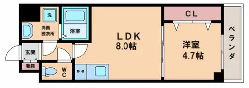 グランパシフィック桃谷【1階】の間取り