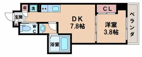 クローバー・レジデンス桑津【8階】の間取り