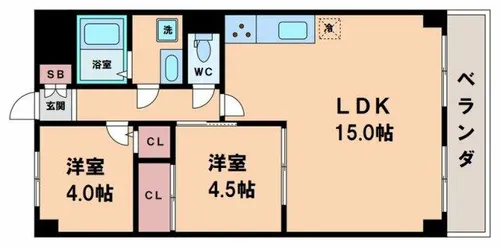 ヴィーブル林寺【4階】の間取り