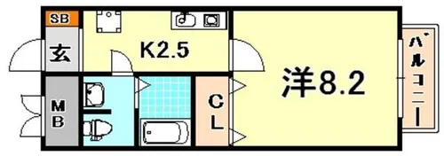 ダイドーメゾン神戸元町【6階】の間取り