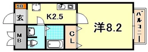 ダイドーメゾン神戸元町【6階】の間取り