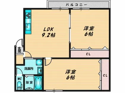シンフォニーレジデンス若江【1階】の間取り