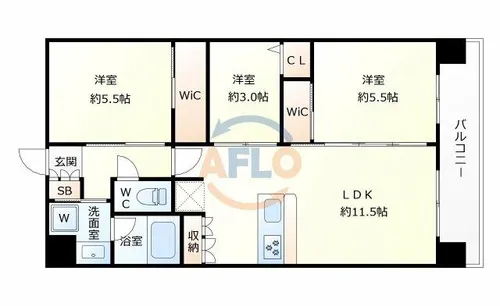 アーバネックス中崎町Ⅱ【6階】の間取り