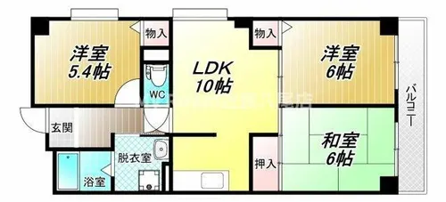 サンライズ東宝マンション【6階】の間取り