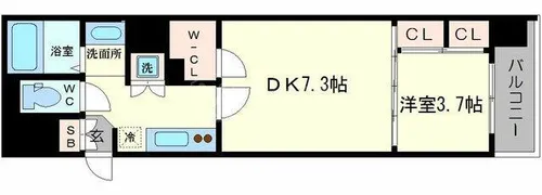 アフルエンス難波【3階】の間取り