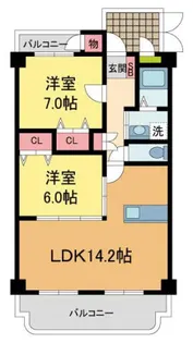 リストン宝塚【3階】の間取り