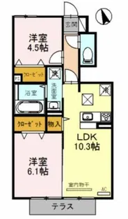 エソラ ソレーユ田寺東【1階】の間取り
