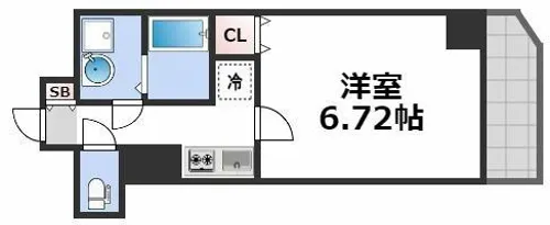 ファステート難波SOUTHベック【9階】の間取り