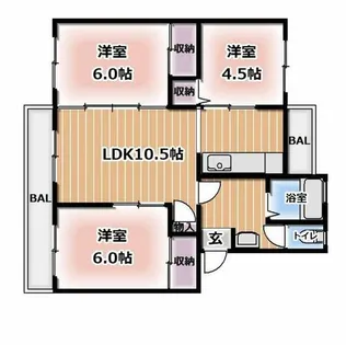 香里三井団地【1階】の間取り