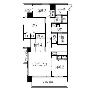 アルファステイツ城乾西八代【5階】の間取り
