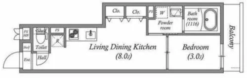 S-MOVE緑橋Ⅱ【4階】の間取り