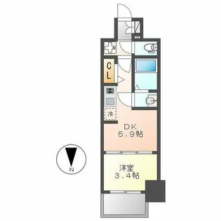 プレサンス ジェネ 新栄町駅前 葵【10階】の間取り