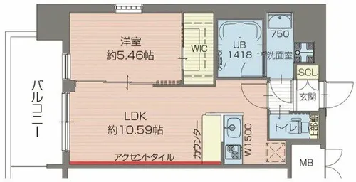 プレジオ難波【6階】の間取り
