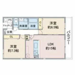 コーポハルラサン 北棟【3階】の間取り