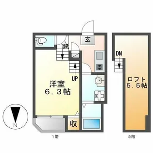 ハーモニーテラス栄イースト【201号室】の間取り