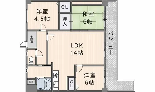 サンヴェール春日【6階】の間取り