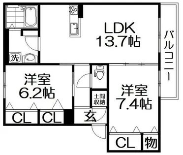 プロヌーブ楠葉朝日【207号室】の間取り