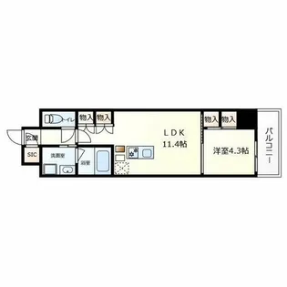 S-RESIDENCE大阪上本町【10階】の間取り