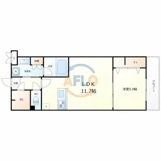 エスタジオ針中野【5階】の間取り