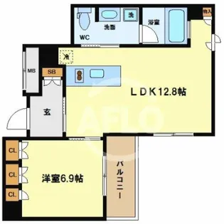 リバーサイドタワー中之島【19階】の間取り