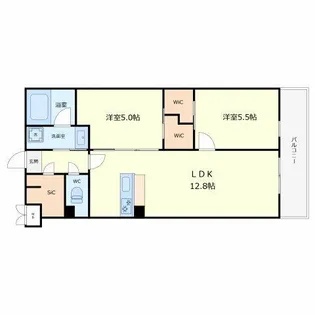 エスタジオ針中野【4階】の間取り