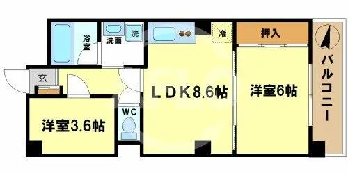 エスポアール江戸堀【3階】の間取り