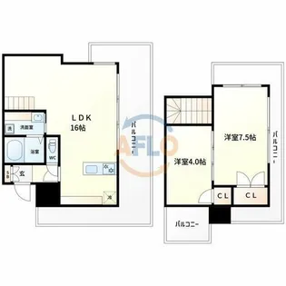 Imperial Suite 南堀江【13階】の間取り