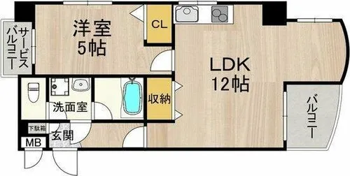 フェルザ今宮戎【5階】の間取り