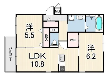 ソレイユ甲子園【2階】の間取り