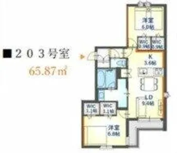 内代レジデンスサウス【2階】の間取り