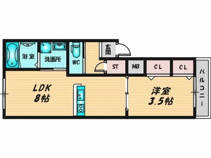 モアナ長瀬町【2階】の間取り