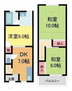 兵庫県西宮市東鳴尾町2丁目【テラスハウス】の間取り